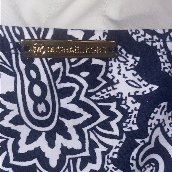 Michael Kors White Blue One Piece Swimsuit Geometric Pattern Paisley Size 8 - Picture 3 of 6